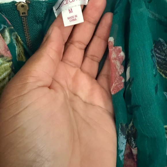 Teal Green Floral Maxi Dress - Picture 6 of 7